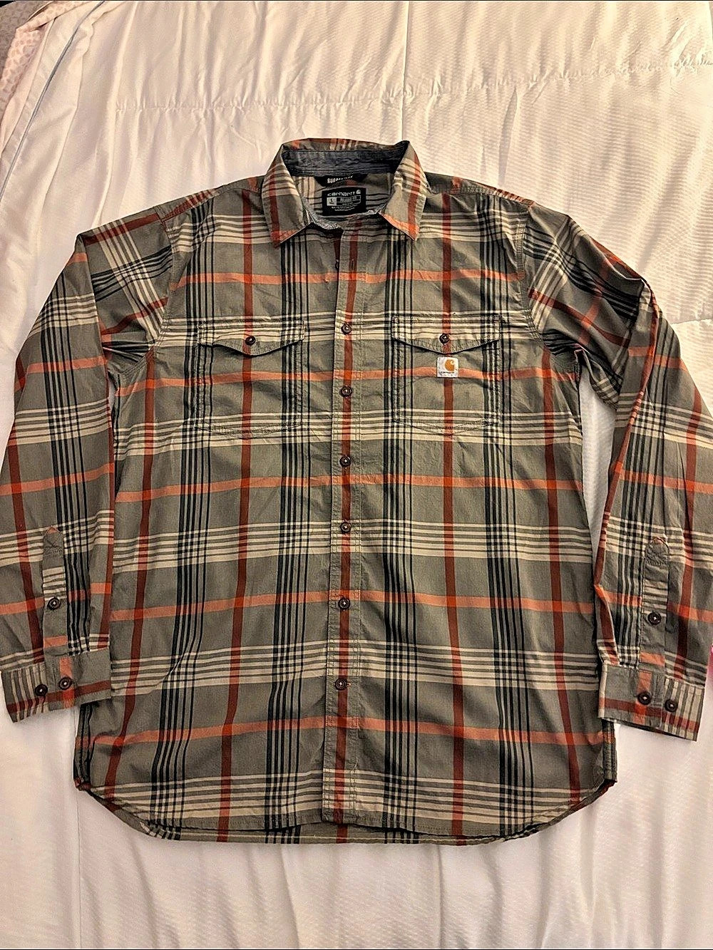 Carhartt Rugged Flex TW4195-M Plaid Stretch Shirt Size Large Tall